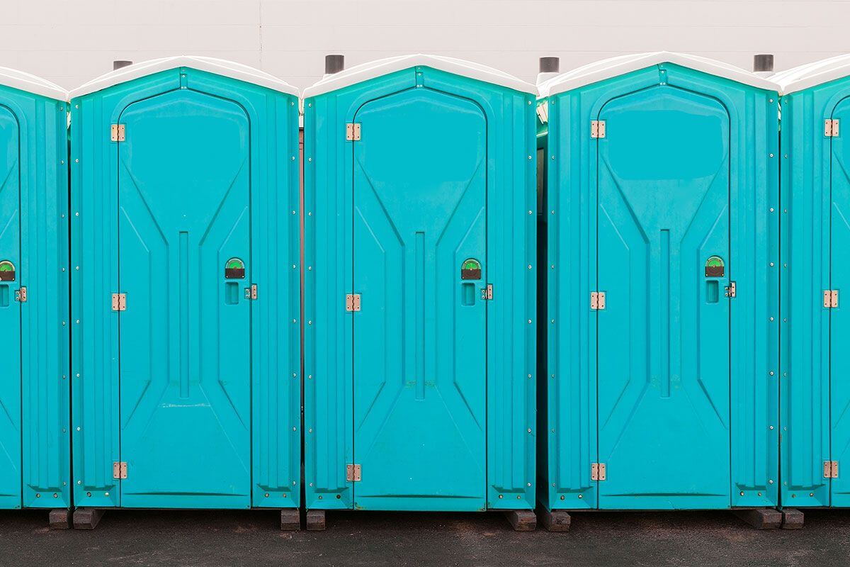 Deluxe teal portable toilet units with premium finish