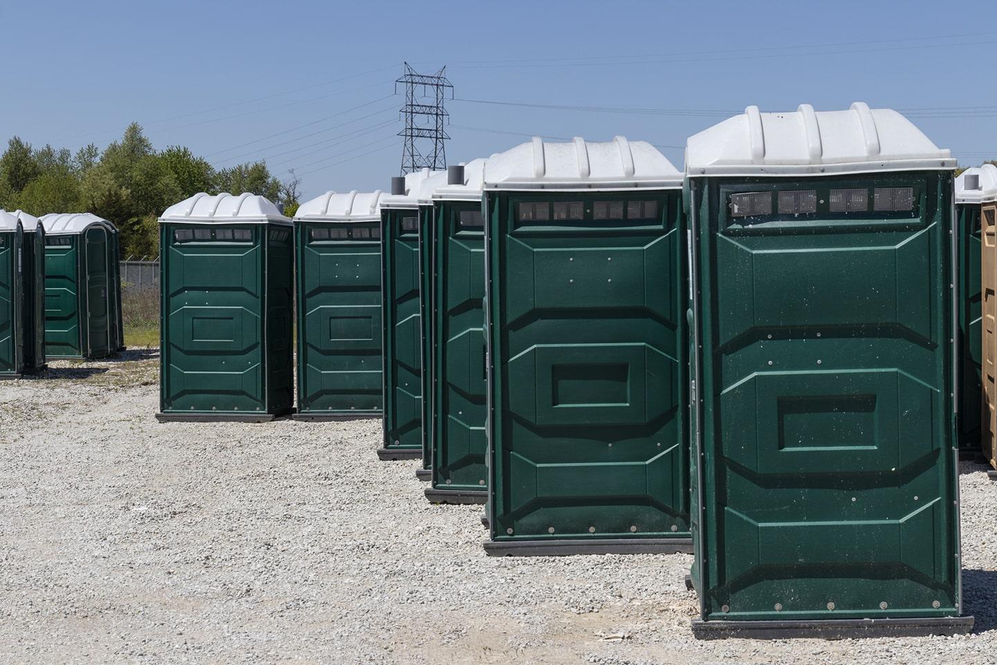 Portable restroom units on a job site near Yankton, SD